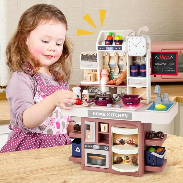 TW283809 Kitchen Set Toy with Realistic Steam and Light-up Toys Prete