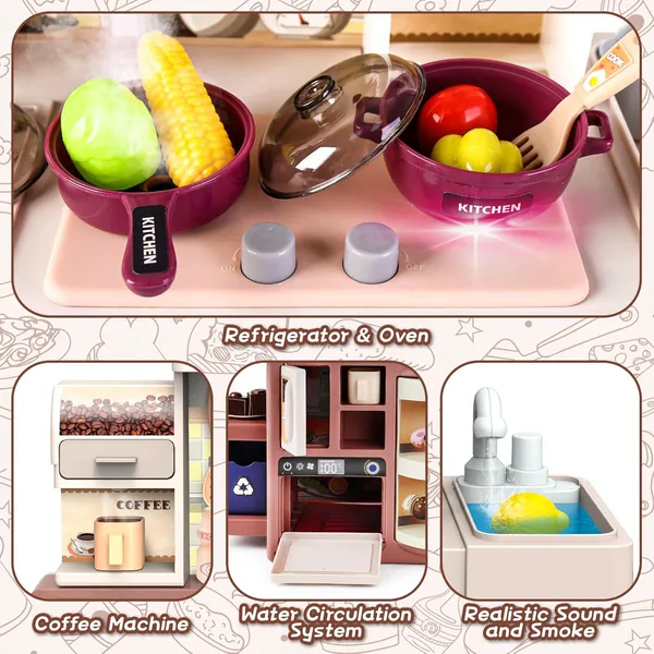 TW283809 Kitchen Set Toy with Realistic Steam and Light-up Toys Prete