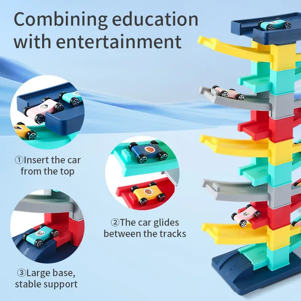 TW304474 Montessori Toy Gliding Car Ramp Slot Toy for Toddler Ramp Ra