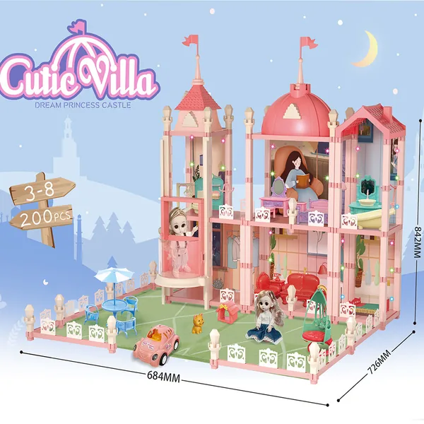 TW261891 Wooden House Cottage House Furniture Toys Set Fully Furnishe