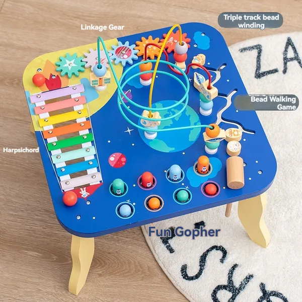 TW305229 5 in 1 Multi-functional Busy Board Montessori Wooden Table S
