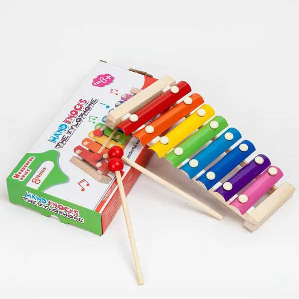 TW307384 Children's Educational Wooden Handbell 8-tone Colourful Musi