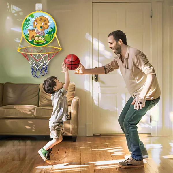 TW304955 2 in 1 Dinosaur Toys Mini Basketball Hoop for Toddler Indoor