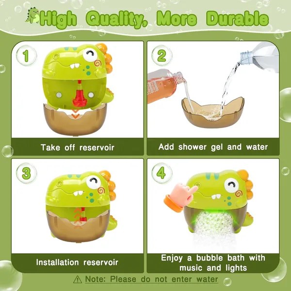 TW290626 Baby Bath Toys Cartoon Dinosaur Music Soap Blowing Bubble Ma