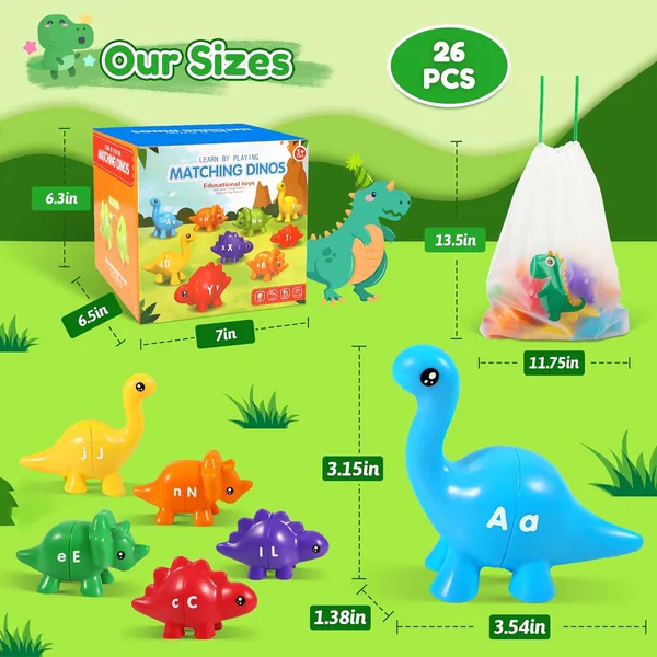 TW302888 Kids Dinosaur Alphabet Matching Toy 26 PCS ABC Letter Learni