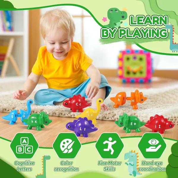 TW302888 Kids Dinosaur Alphabet Matching Toy 26 PCS ABC Letter Learni
