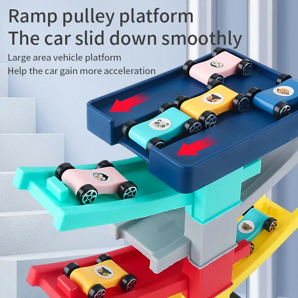 TW304474 Montessori Toy Gliding Car Ramp Slot Toy for Toddler Ramp Ra