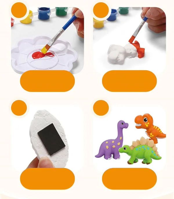 TW307400 DIY Dinosaur Painting Kit for Kids Plaster Painting Figurine