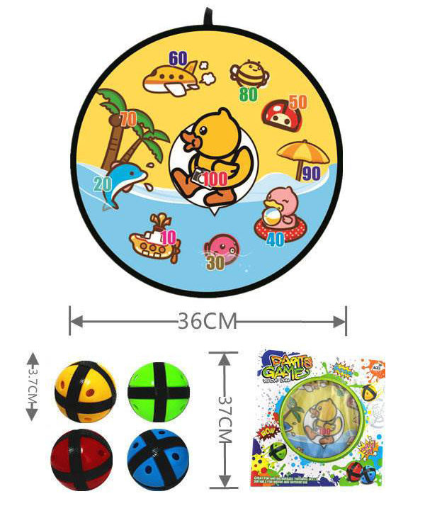 TW305143-Toy 36cm Portable Kids Dart Board Game Set Sticky Ball Toss Spor