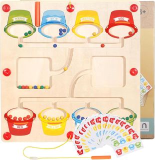 Magnetic Color and Number Maze Wooden Montessori Counting Board