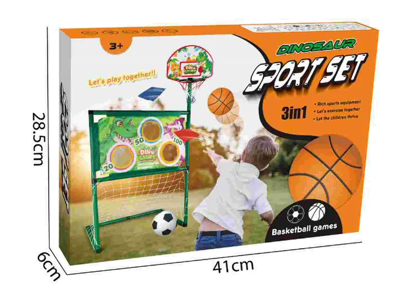 TW304914 3 in 1 Dinosaur Basketball Soccer Plastic Bean Bag Toss Game
