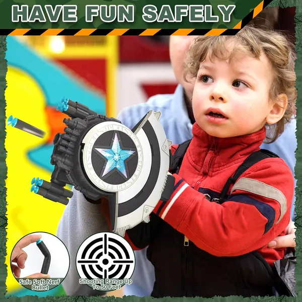 TW304606 Dart Shooting Shield Blaster with Light-up Toys Soft Bullet