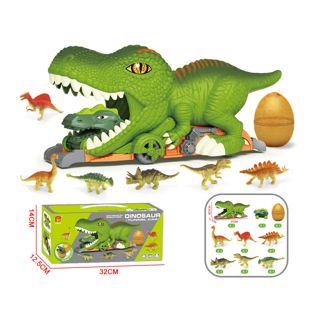 Dinosaur Swallowing Car with Mini Dino Figures Sliding Play Set