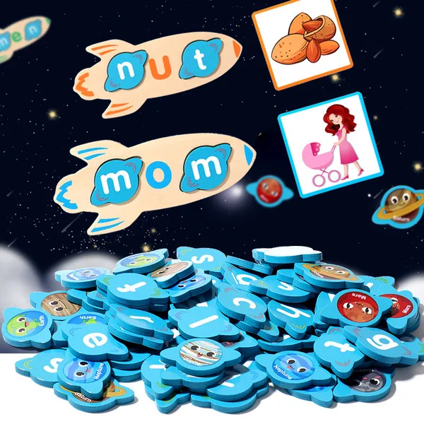 TW325555 Montessori Kids Educational Wooden CVC Word Game Writing Spe