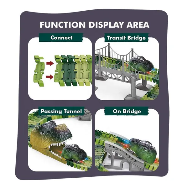 TW272385 Battery Operated 183PCS Dinosaur Track Toy for Kids Slot Car