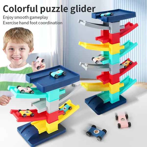 TW304474 Montessori Toy Gliding Car Ramp Slot Toy for Toddler Ramp Ra