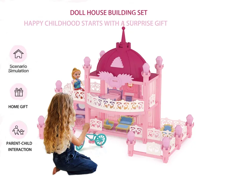 TW261768 DIY Miniature Wooden Furniture Play Set for Kids Little Girl