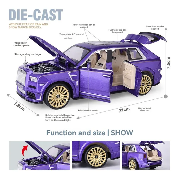 TW301051 1:24 Scale Diecast Toys Cul-linan Car Toys Metal Model for C