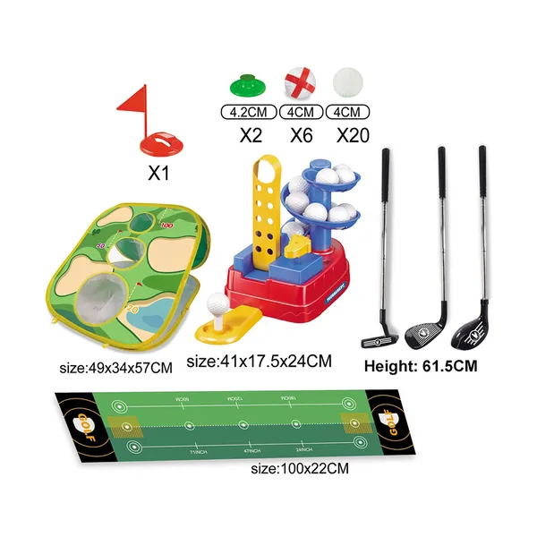 TW305382 Outdoor Golf Game Set for Children Featuring Putting Mat and
