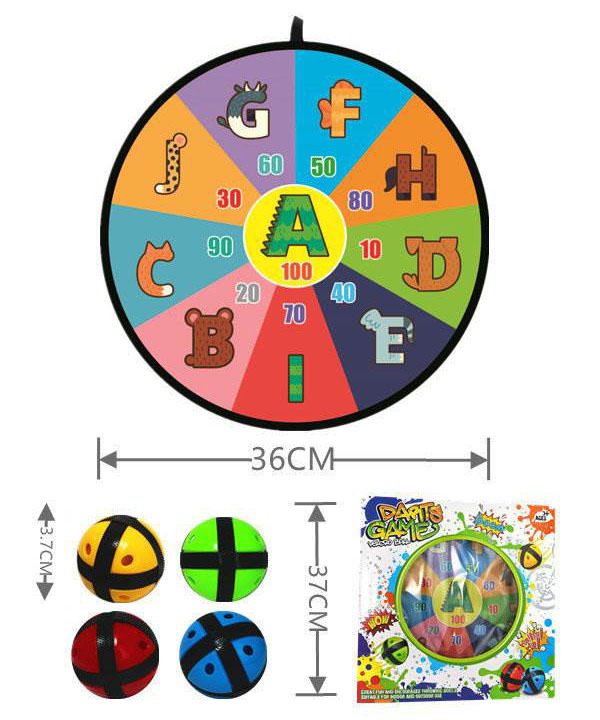 TW305143-Toy 36cm Portable Kids Dart Board Game Set Sticky Ball Toss Spor