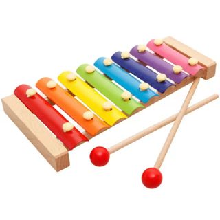 Children's Educational Wooden 8-tone Colourful Musical Handbell Toy