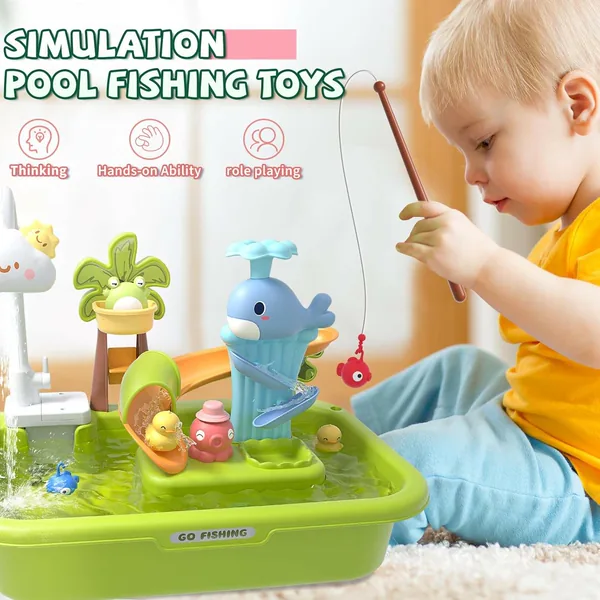 TW294663 3-in-1 Plastic Toddler Kitchen Pretend Play Sink with Runnin