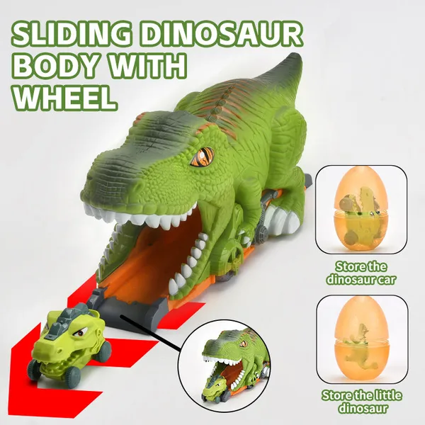 TW304480 Kids Dinosaur Swallowing Car Toy with Mini Dino Figures Slid
