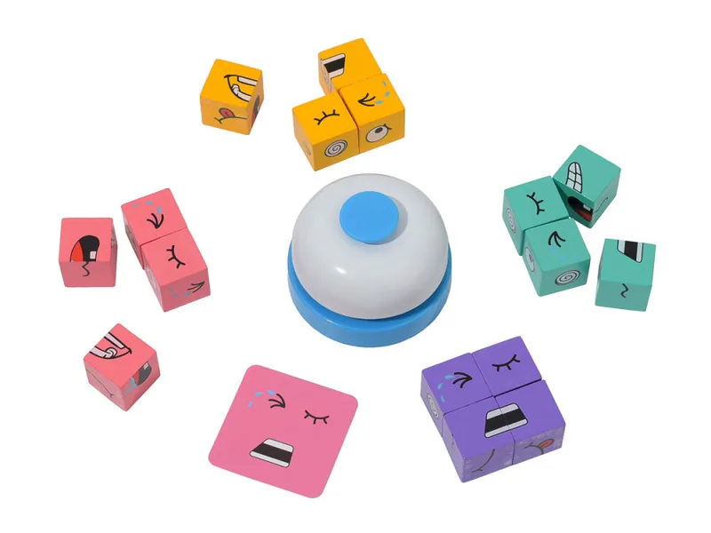TW280236 NEW Wooden Face Changing Magical Cubes Expression Puzzle Bui